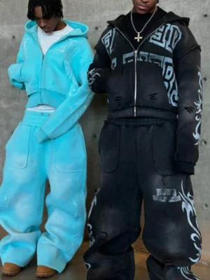 Gradient Tribal Print Baggy Tracksuit Set Gradient Tribal Print Baggy Tracksuit Set