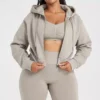 Light Gray Cropped Zip Hoodie