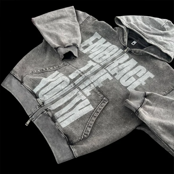 Grey Washed Embrace The Youth Zip Hoodie