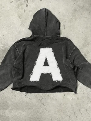 Distressed Cropped Hoodie