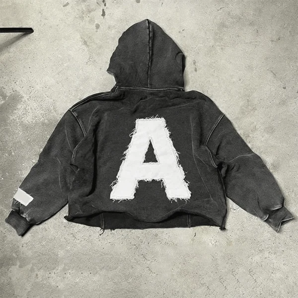 Distressed Cropped Hoodie Distressed Cropped Hoodie