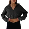 Oversized Cropped Hooded Zip Sweatshirt Oversized Cropped Hooded Zip Sweatshirt