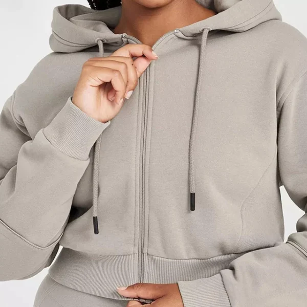 Light Gray Cropped Zip Hoodie