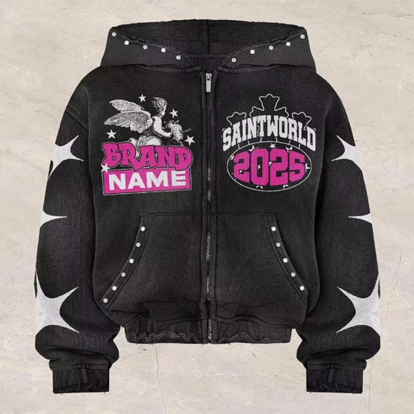 Star Graphic Washed Denim Tracksuit Set