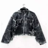 Bleached Frayed Cropped Denim Jacket Bleached Frayed Cropped Denim Jacket