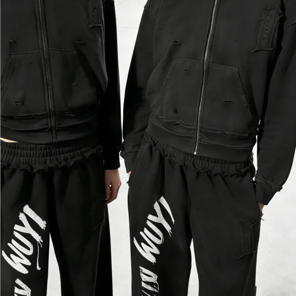 Distressed WUYI Tracksuit Two-Piece Set Distressed WUYI Tracksuit Two-Piece Set