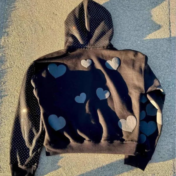 Rhinestone Flare Pants Zip Hoodie Set