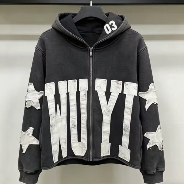 The Complete Guide to Custom Embroidered Clothing in 2026: Trends, Process & Manufacturing WUYI 03 Star Patch Washed Hoodie