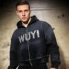 Black Rhinestone WUYI Zip-Up Hoodie