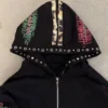 Black Apocalypse Print Zip-Up Hoodie