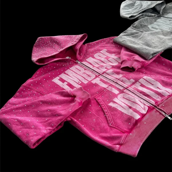 Grey Washed Embrace The Youth Zip Hoodie