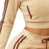 Velour Stripe Cropped Two Piece Set Velour Stripe Cropped Two Piece Set