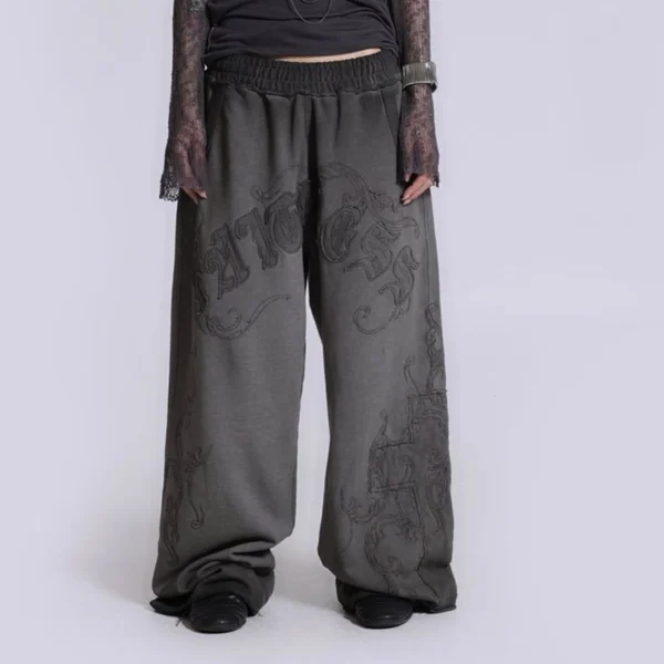 Embroidered Gothic Wide Sweatpants Embroidered Gothic Wide Sweatpants