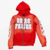 Red Gradient Flame Patch Zip Hoodie Red Gradient Flame Patch Zip Hoodie