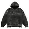 Distressed Black WUYI Pullover Hoodie