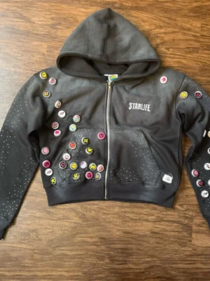 Washed Cropped Zip-Up Hoodie