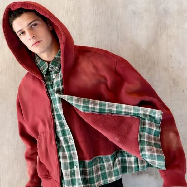 Sunfaded Plaid Lined Full-Zip Hoodie Sunfaded Plaid Lined Full-Zip Hoodie