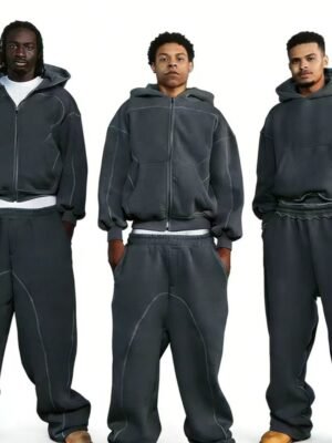 Contrast Stitch Oversized Tracksuit Set
