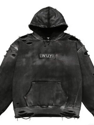 Distressed Black WUYI Pullover Hoodie Distressed Black WUYI Pullover Hoodie