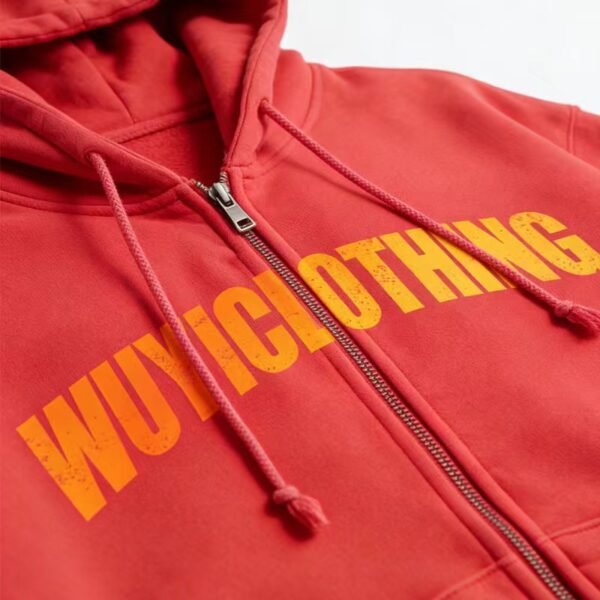 WUYICLOTHING Red Zip-Up Hoodie
