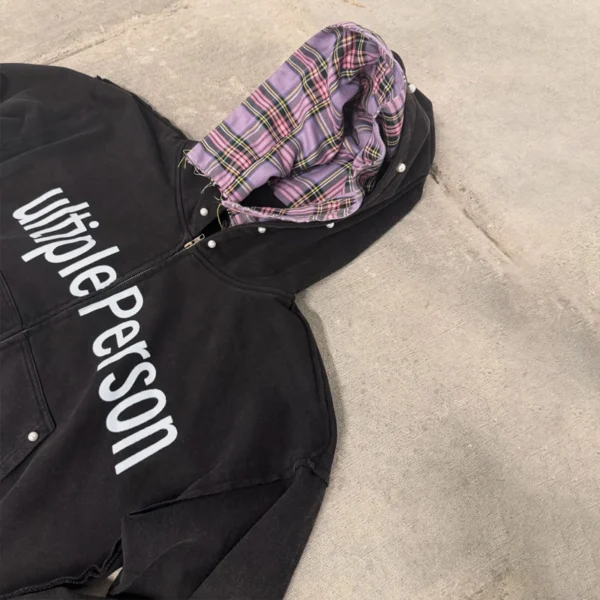 Plaid Hood Multiple Person Zip Hoodie Plaid Hood Multiple Person Zip Hoodie