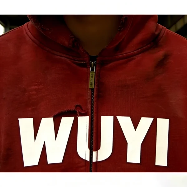 Distressed Washed Zip-Up Hoodie Distressed Washed Zip-Up Hoodie