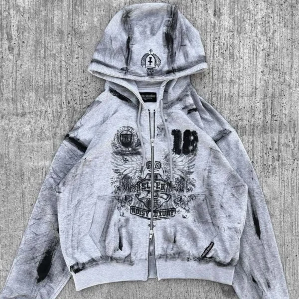 Washed Zip Hoodie Shorts Two Piece Set