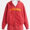 WUYICLOTHING Red Zip-Up Hoodie