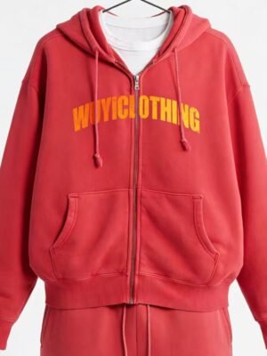 WUYICLOTHING Red Zip-Up Hoodie WUYICLOTHING Red Zip-Up Hoodie
