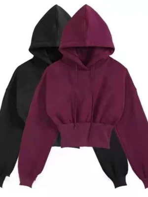 Cropped Hooded Drawstring Sweatshirt Cropped Hooded Drawstring Sweatshirt