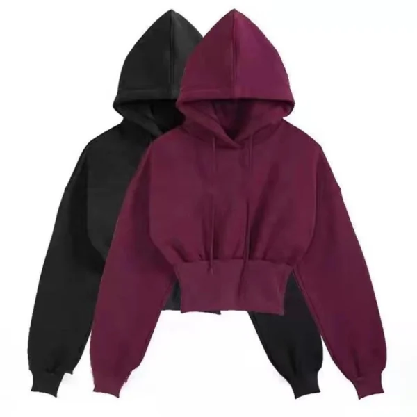 Cropped Hooded Drawstring Sweatshirt Cropped Hooded Drawstring Sweatshirt