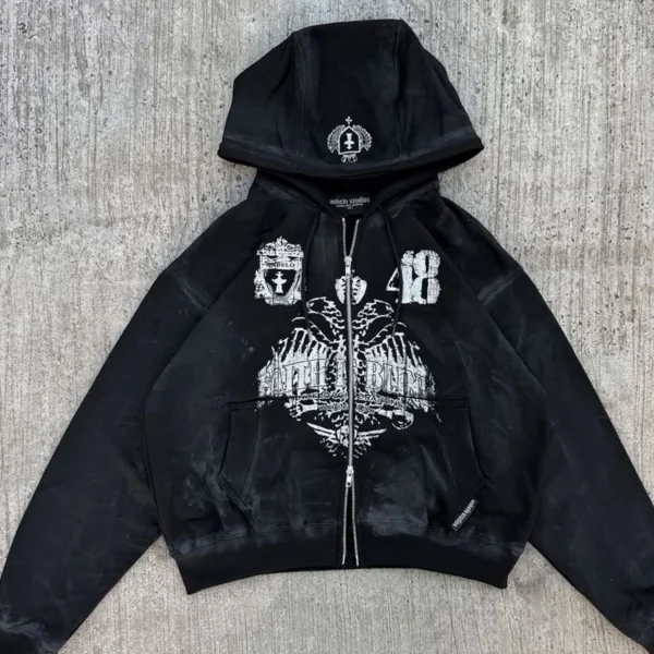 Washed Zip Hoodie Shorts Two Piece Set