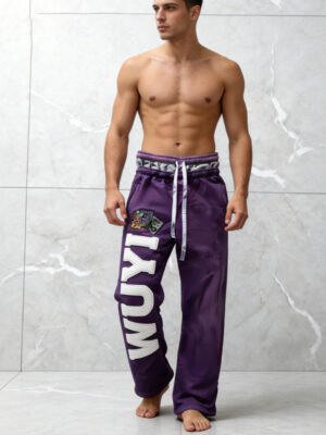 Vertical Puff Print Wide Leg Sweatpants