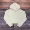 Raw Hem Cropped Hooded Sweatshirt