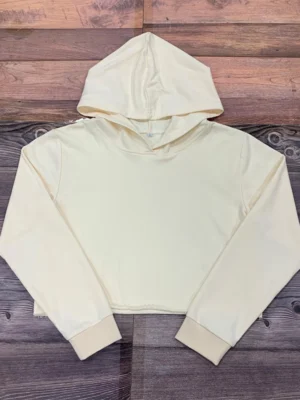 Raw Hem Cropped Hooded Sweatshirt Raw Hem Cropped Hooded Sweatshirt