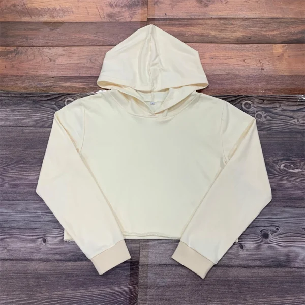 Raw Hem Cropped Hooded Sweatshirt
