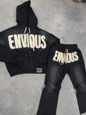 Washed Flare Pants Zip Hoodie Set Washed Flare Pants Zip Hoodie Set