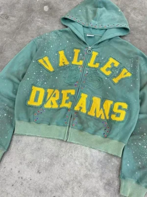 Valley Dreams Studded Cropped Zip Hoodie Valley Dreams Studded Cropped Zip Hoodie