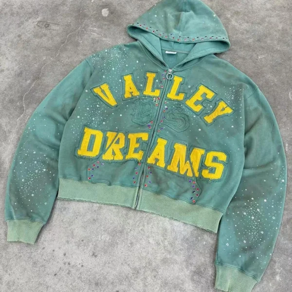 Valley Dreams Studded Cropped Zip Hoodie Valley Dreams Studded Cropped Zip Hoodie