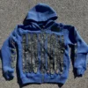 Blue Motion Flame Patch Streetwear Tracksuit Set