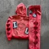 Heart Distressed Washed Zip Hoodie Set Heart Distressed Washed Zip Hoodie Set