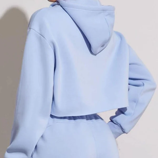 Light Blue Cropped Pullover Hoodie