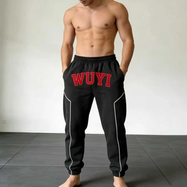 WUYI Red Logo Fleece Jogger Pants