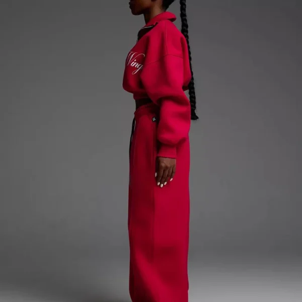 Half-Zip Cropped Wide Leg Tracksuit Set