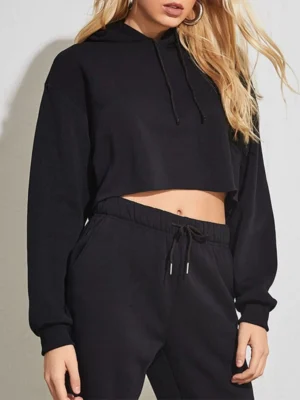 Light Blue Cropped Pullover Hoodie