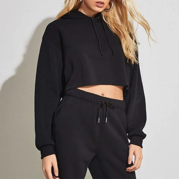 Light Blue Cropped Pullover Hoodie