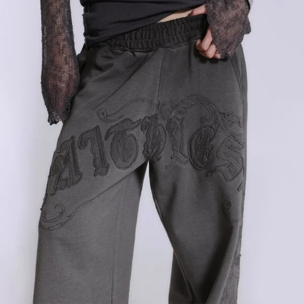 Embroidered Gothic Wide Sweatpants Embroidered Gothic Wide Sweatpants