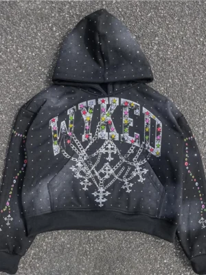 WYKED Studded Cropped Hoodie