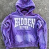 Distressed Washed Zip Hooded Sweatshirt
