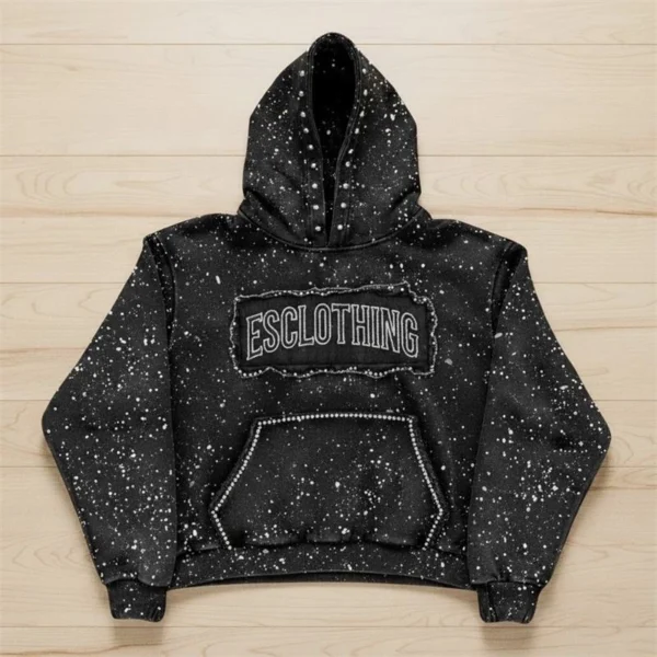 Splatter Rhinestone Cropped Hooded Sweatshirt